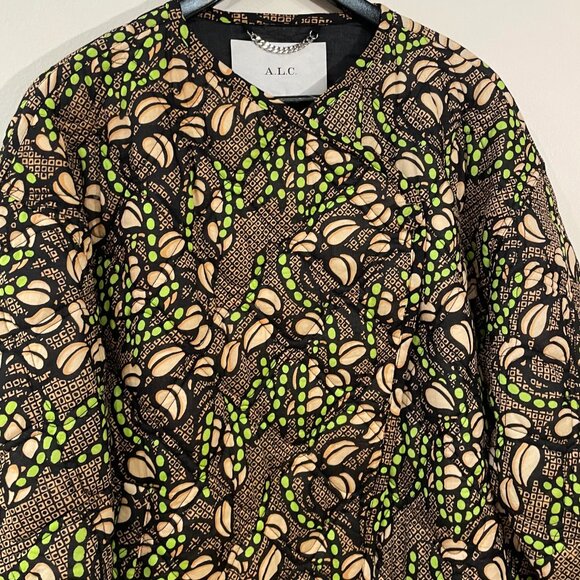 Last Chance! New ALC Emory 100% Cotton Quilted Boho Jacket Beige Green sz M $595 - Picture 5 of 9